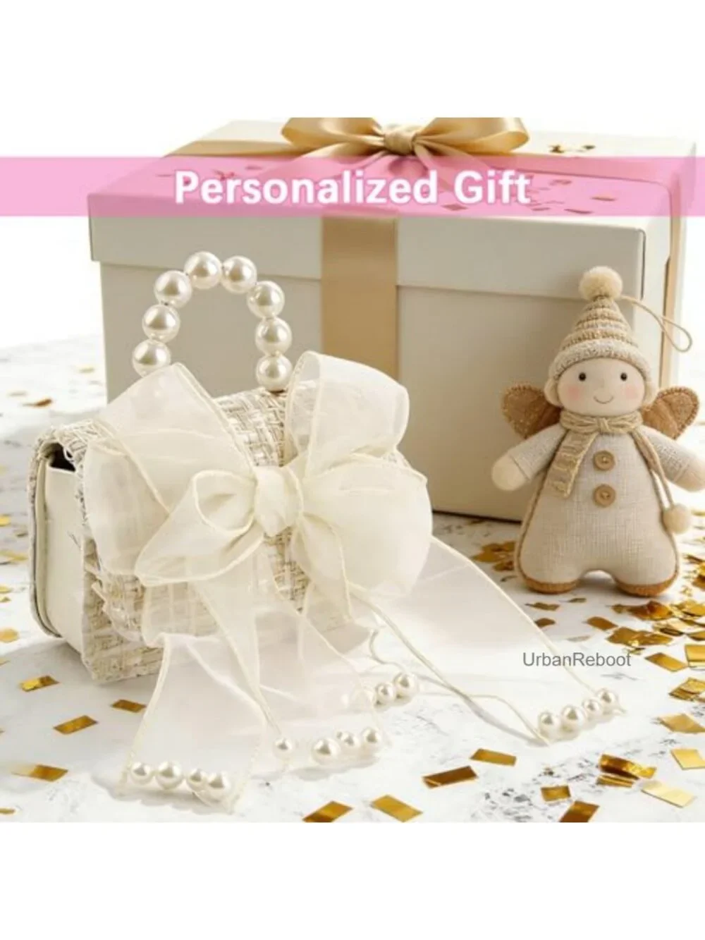 2 Pack Girls Mini Purses Crossbody Handbags with Bowknot Pearl Handle